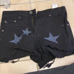 Black denim shorts
